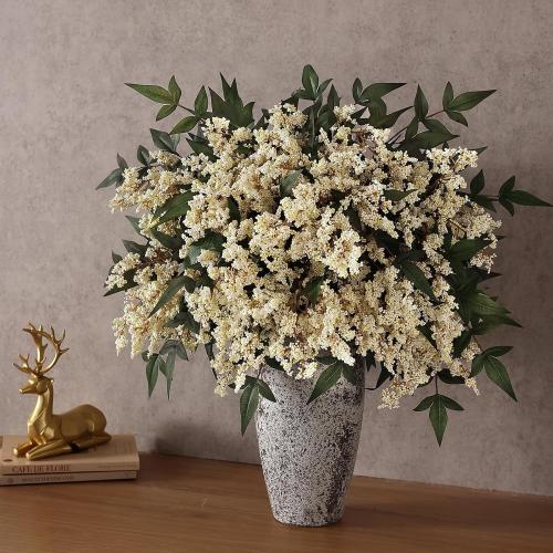 8 Pcs 36 Artificial Nandina Berry Stem, Fake Branches for Vase (Beige)