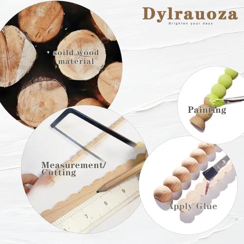 Beaded Wood Trim Molding, 15 Pack Unfinished Half-Round Decorative Wood Trim, 15.75 Easy-to-Paint DIY Wooden Molding for Wall, Furniture, Cabinet, Door & Craft Decoration (9mm)