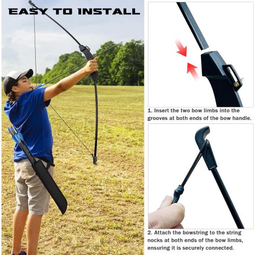 45 Bow and Arrow Set for Kids 8-12 & Teens, Youth Archery Set - Beginner Longbow Toy for Indoor & Outdoor Practice - Ideal Gift for Birthday, Christmas, Halloween