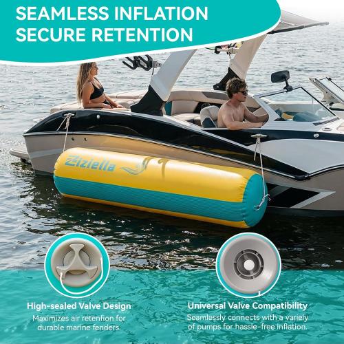 Inflatable Boat Fenders Boat Bumper, 4FT/6FT/10FT Heavy Duty Dock Fender with 2 Ropes Storage Bag, PVC Dock Bumper for Tying up Fishing Boats, Pontoon Boat, Yachts and Jet Ski