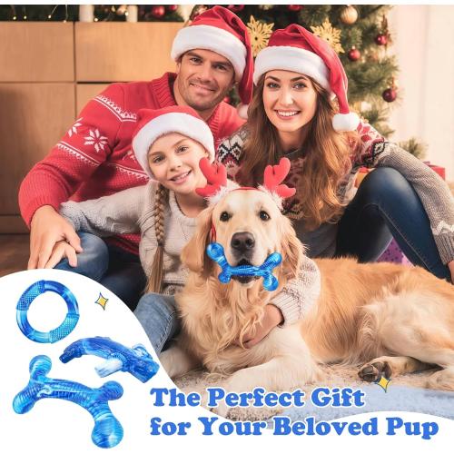 Furdog 3Pack Dog Toys for Aggressive Chewers Dog Chew Toy Tough Dog Toys to Keep Them Busy Bacon Flavor Teething Chew Toys & Dental Health for Large Medium Small Breeds (Blue)