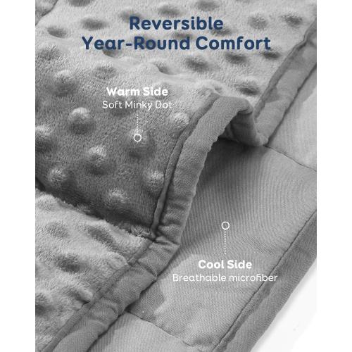 Kivik Breathable Weighted Blanket for Adults, 15 lbs Ultra Soft Minky Dot Heavy Blankets, Reversible Cooling and Warm Blanket for All Seasons, Machine Washable, 60x80 Queen Size, Grey