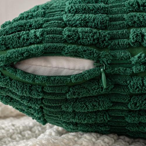 MIULEE Pack of 2 Dark Green Corduroy Decorative Pillow Covers 20x20 Inch Soft Boho Striped Throw Pillow Covers Modern Farmhouse Home Decor for Sofa Living Room Couch Bed