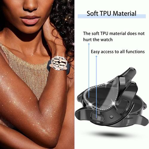 [12Pack] RICHONE Bling Screen Protector Case Compatible with Samsung Galaxy Watch 6 40mm, HD Full Protection Flexible TPU Bumper Anti Scratch Watch Cover Face for Women (SM-R930 40MM)