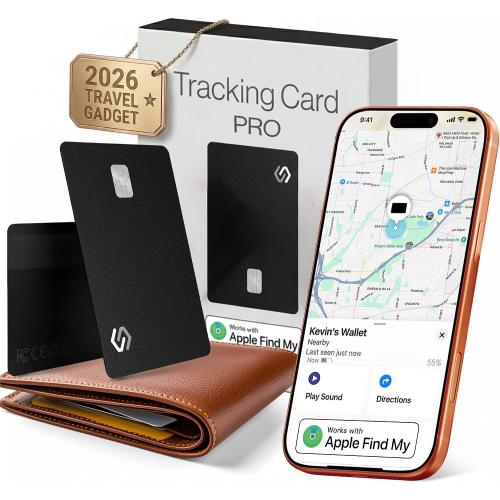 SPOTMINDERS Apple MFi Certified Wallet Tracker PRO Works with Apple Find My IP68 Rechargeable Tracking Card for Wallet Luggage Passport 0.07in Slim Credit Card Design Item Finder