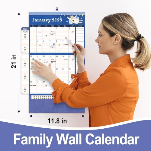 SUNEE Family Wall Calendar 2026 Magnetic Fridge Calendar 15 Months, Oct. 2025 to Dec. 2026, Moms Calendar 2025-2026 Wall Calendar, Family Organizer Sticks to Refrigerator - over 300 Stickers