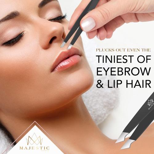 Majestic Bombay Fine Point   Slant Tweezers for Women and Men – Splinter Ticks, Facial, Brow and Ingrown Hair Removal–Sharp, Needle Nose, Surgical Tweezers Precision best tweezers for chin hair