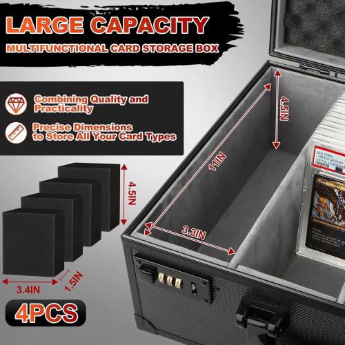 Graded Card Storage Box, Holds 170  PSA/GMA Slabs or 680  Toploaders, 4-Row Trading Card Storage Boxes for Sports Cards Fits 3x4 35pt Cards (Pure Black)