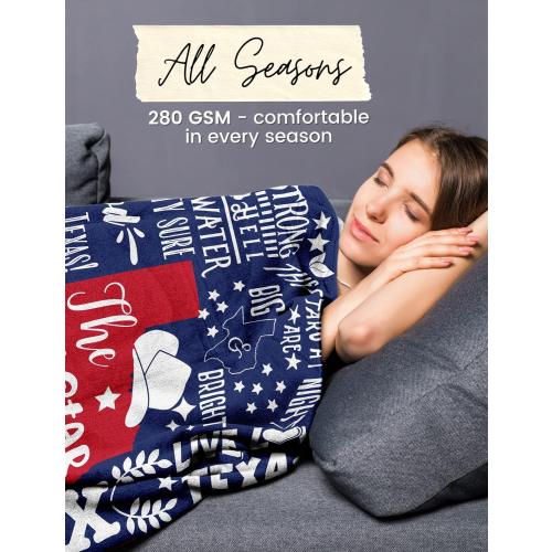 InnoBeta Texas Gifts Blankets Throws Bed Flannel Plush, Texan, Souvenir, Home Decor, US State Gift, Birthday Presents for Women, Men, Friends (50x 65)