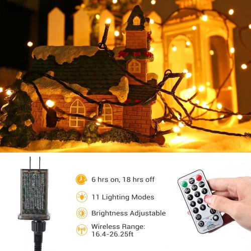 Brizled Christmas Lights, 65.67ft 200 LED Color Changing Tree Lights  Warm White & Multicolored Christmas Lights Remote, Connectable Mini Lights Set Decorative Lights String for Xmas Party