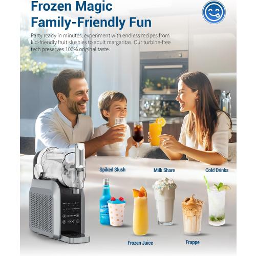 Slushie Machine, No Ice Needed, 64 oz Slushie Machine for Home with Dust Cover, Professional Frozen Drink Maker, 7 Preset Programs Rinse, Frozen Margaritas, Frappés, Milkshake, and More