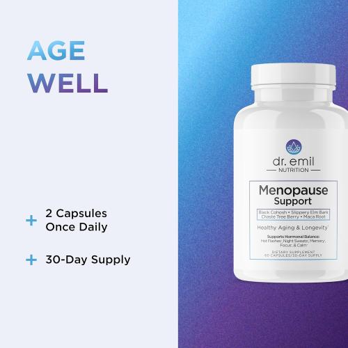 DR. EMIL NUTRITION Menopause Supplements for Women - Multi-Symptom Menopause Relief for Hot Flashes, Night Sweats & Mood Swings - Menopause Support Pills with Black Cohosh - 30 Day Supply