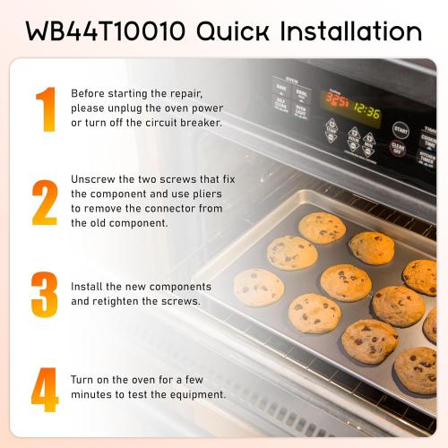 WB44T10010 Oven Element Replacement fit for GE-Spectra,Oven Element fit for KEN.MORE 911 Oven Bottom Heating Element,164D3871P001 JBS55WK2WW JBP67BH1WH JBP64WB4WW JBP64BH2WH JBP62DM2BB prime&swift