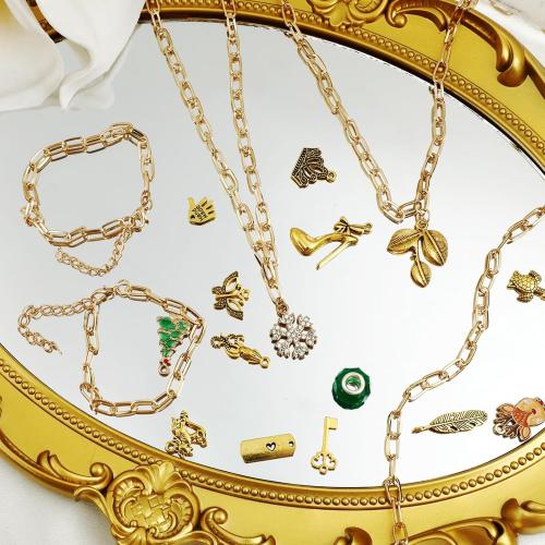 20 Pcs 18K Gold Plated Necklace Bracelet Chain Kit, Paperclip Alloy Link Fit Clip on Charm, Charm Bracelet Necklace Kit for Women DIY Jewelry Making (Gold)