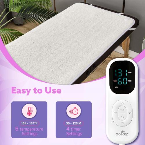 Massage Table Warmer Heating Pad – 71x31 Heated Massage Pad with Adjustable Temperature (104°F–131°F), Auto Shut-Off, Sherpa Fabric, Ideal Massage Blanket & Bed Warmer for Table Use