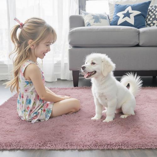 Rugs for Living Room 5x8, Alfombras para Salas Shag Large Plush Soft Area Rug, Shaggy Carpets for Bedroom, Kids Boys Girls Home Decor Aesthetic(Blush, 5 x 8)