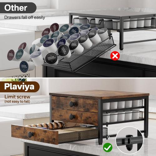 Coffee Pod Holder for Counter, 3 Tier Coffee Pod Drawer for K Cup Capsules, 60 Capacity Pods Storage Organizer Cups Capsule with Sliding Baskets for Coffee Bar, Kitchen