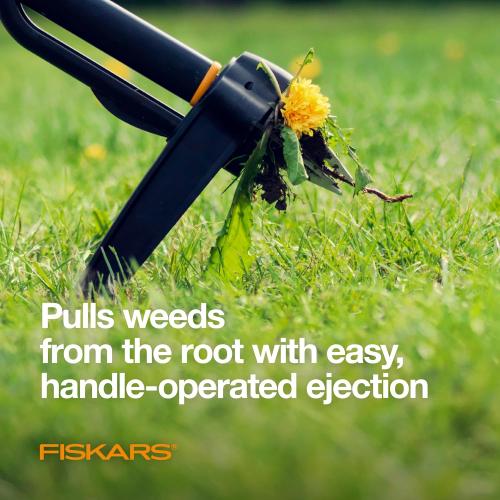 Fiskars 4-Claw Stand Up Weed Puller Tool, Gardening Hand Weeding Tool with 39 Long Ergonomic Handle with Easy-Eject Mechanism