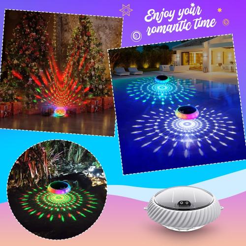 Askyli Floating Pool Lights Solar with Remote, 7.6 Inch RGB Up and Down Color Changing Solar Pool Lights That Float with Dynamic Lighting Effects, Floating Light for Pools, Party, Decor(2)
