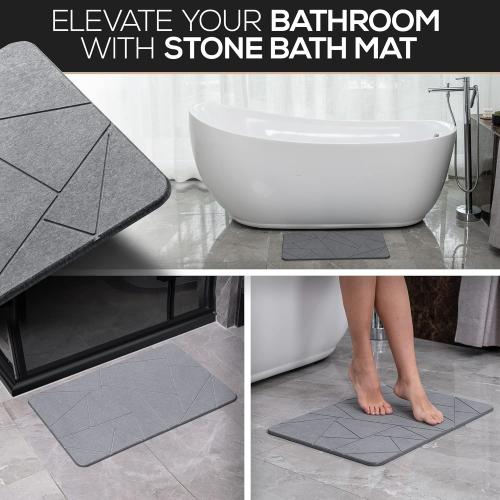 della Premium Stone Bath Mat - Luxurious Quick Drying Diatomite Bathstone for Bathroom Floor - Modern Super Absorbent Diatomaceous Earth Shower Mat, Water Absorbent Bathmat (Triangle)