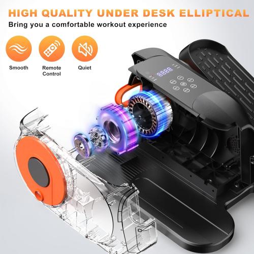 Low Impact Mini Under Desk Elliptical Quiet Electric Leg Exerciser | Compact portable under desk elliptical with non-slip mat, quiet motor for home office. Leg trainer gift for seniors mom dad