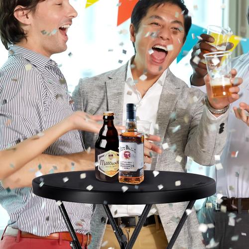 Byliable Cocktail Table 28in High Top Round Folding Indoor Outdoor, Plastic Bar Height Foldable Bistro Tall Table for Party, Patio, Dining Room, Kitchen, Events, Removable Locking Legs, Black