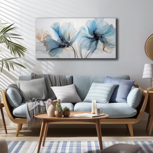 Flower Pictures Wall Decor For Bedroom Blue Canvas Wall Art For Office Women Modern Canvas Wall Art For Living Room
