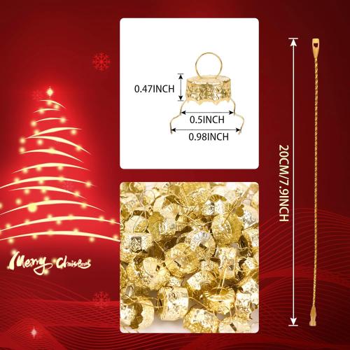 100 Pieces Round Christmas Ornament Caps and Christmas Ornament Hangers String Set, Christmas Hangers Caps for Christmas Tree, Ceramic Glass Porcelain Christmas Ornaments DIY Decorations