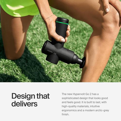Hyperice Hypervolt Go 2 - Black - Featuring Quiet Glide Technology - Handheld Percussion Massage Gun - 3 Speeds,