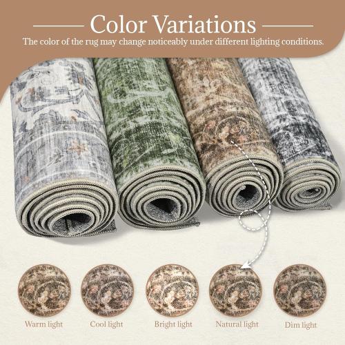Washable Rugs for Living Room: 8x10 Area Rugs for Bedroom Ultra Soft Non-Slip Stain Resistant Vintage Boho Large Carpet for High-Traffic Dining Room - Farmhouse Decor