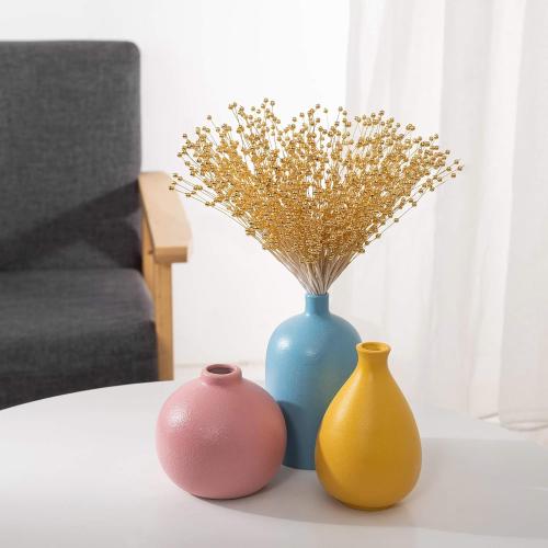 60 Pieces Pearl Stick Stems Bouquets, 4mm Bead String Garland Beaded Spray Filler Floral Arrangements Tree Picks Wedding Party Decoration, Christmas Tree Picks (Gold)