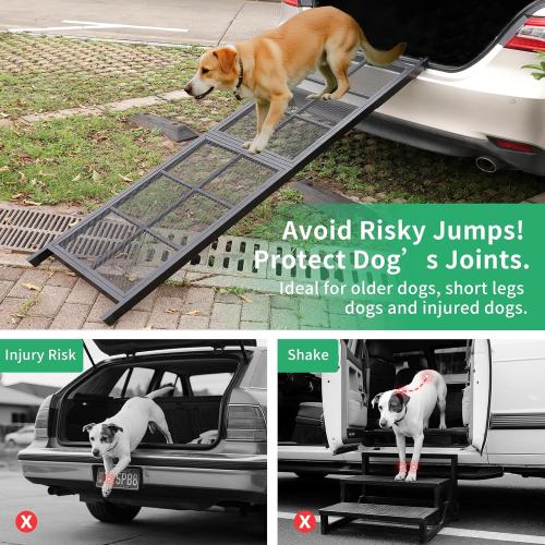 Dog Ramp for Car, 74 X 20 Dog Car Ramp for Large Dogs SUV Truck, Outdoor Folding Portable Large Pets (Up to 250LBS) Car Steps for Truck SUV Van Stairs with Non-Slip Surface, 250lb Capacity