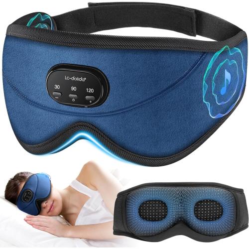 LC-dolida White Noise Bluetooth 5.4 Sleep Eye Mask with Timer, 3D Sleeping Mask Headphones with 16 Soothing Sounds, Total Blackout Sleep Headphones for Side Sleeper/Women/Men (Blue)