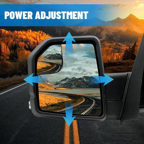 Left Side Mirror for Ford F150 2015 2016 2017 2018 2019 2020，Driver Side View Mirrors with Heated Power Glass, Turn Signal and Blind Spot Mirror Glass, 6 Pins
