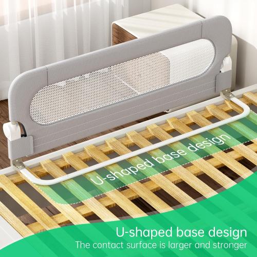 UPGOGO Folding Bed Rail for Toddlers,Baby Bed Rail Guard with Reinforced Anchor Safety System,Fit Bunk,Full Size,Queen,King,Twin(Grey,59x23.6)