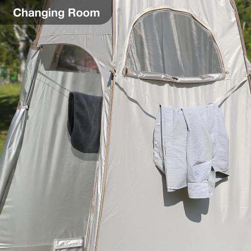 (tan/beige) TRIPTIPS Pop Up Shower Tent with Mesh Window, Portable Toilet Privacy Tent, 6.9 FT, Removable Rain Cover/UPF 50