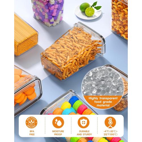 Airtight Food Storage Containers with Lids, 24 PCS Kitchen and Pantry Organization Canisters, BPA-Free, PVC-Free, Food-grade Plastic Leak-proof Jars for Cereal, Flour, Sugar, Extra 24 Labels & Marker