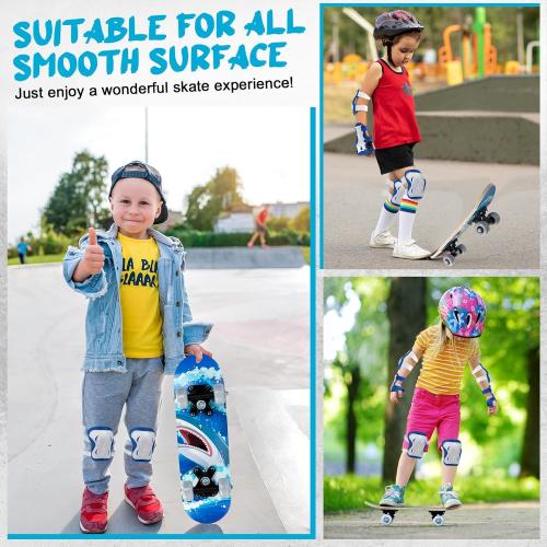 Honoson 7 Pcs Skateboard for Toddlers Beginners Knee Elbow Pads Wrist Guards Gear Set