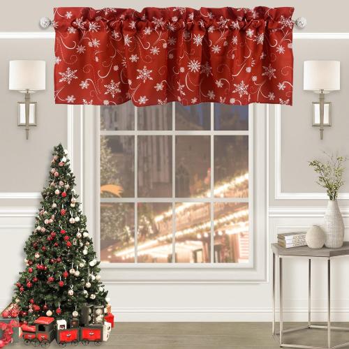Christmas Valances for Windows Cute Christmas Decor Rod Pocket 52x18 Valances for Kitchen Cafe 2 Panal