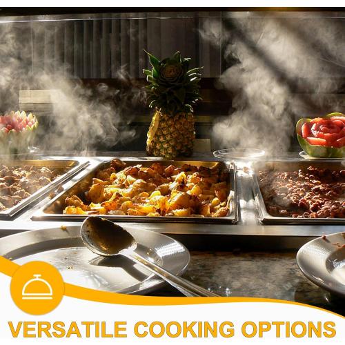 VOISEN 2 Pack Hotel Pans,1/1 Size 6 Deep,Anti-Jamming Steam Pan,Commercial Stainless Steel Pan, Steam Table Pans Full Size