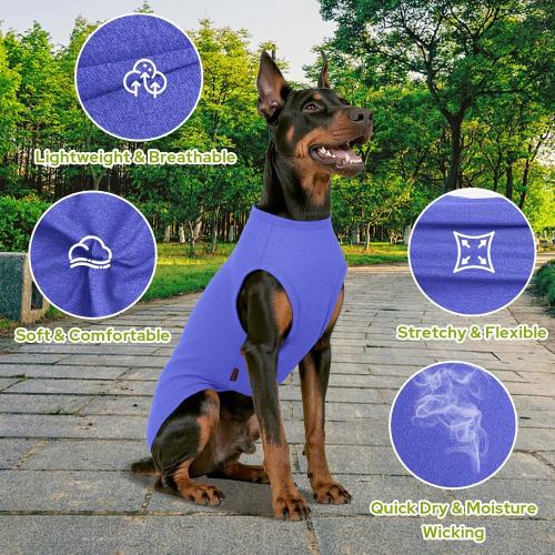 2 Pack Dog Shirts, Quick Dry Breathable Dog Clothes Pet Sleeveless Vest, Summer Stretchy Tank Top T-Shirts for Large Dogs, Deep Blue Dark Green (S)
