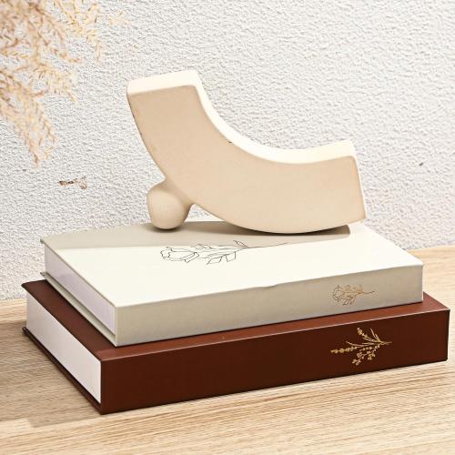 Set of 2 Aesthetic Decorative Books Boxes, Faux Books Stacked for Decoration for Coffee Tables Modern Home Bookshelves Decor, Fake Fashion Photo Storage Boxes(Beige Terracotta)