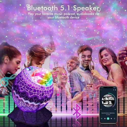 White Rossetta Star Projector, Galaxy Projector LED Lights for Bedroom, App Control Projector with Bluetooth Speaker and White Noise, Night Light for Kids Adults, Christmas, Party, Ceiling, Room Decor