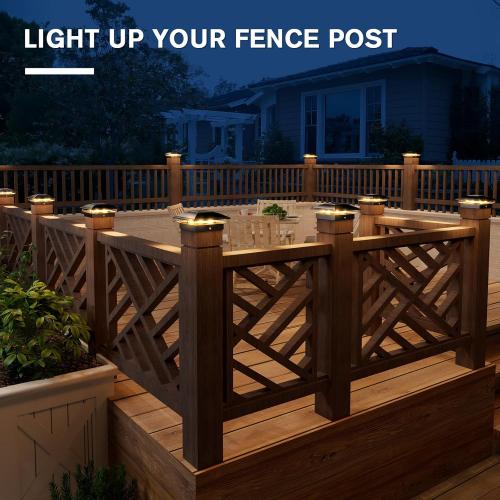 VOLISUN Solar Post Cap Light Outdoor Waterproof 12pack,Solar Fence - Post Lights for 4x4 5x5 6x6 Wooden/Vinyl Post,Black Deck Post Cap Light Solar Powered with Warm White for Garden/Patio/Porch