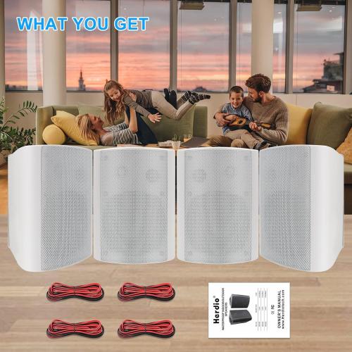 Herdio 5.25 Inches 600 Watts Passive Indoor Outdoor Speakers Wired Waterproof,Wall Mount Speakers with Loud Volume Suitable for Patio,Garden Home Theater