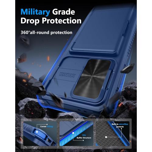ATATOO for Samsung Galaxy S25 FE Wallet Case, Built-in Card Holder (3-5 Cards) & Slide Camera Cover & RFID Blocking, Military Grade Protection, Shockproof Cover Case for Galaxy S25 FE 6.7 2025, Blue