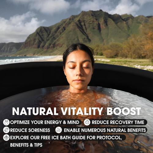 Aurora XL Ice Bath - Up to 6'7, Heavy Duty, Inflatable, Portable, Black, Cold Plunge Tub with Thermometer & Timer
