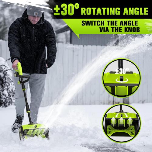 40V Cordless Snow Shovel, 13 Inch 4.0Ah Electric Snow Shovel with Directional Plate, Brushless Cordless Snow Blower for Pathway, Patio, Deck, Driveway, Green