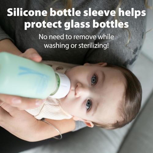 Dr. Brown's Anti-Colic Options  Narrow Glass Baby Bottle with Level 1 Slow Flow Nipple, BPA-Free, 8 oz/250 mL, 0m , 4-Pack (Packaging May Vary)