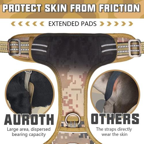 Size Small Camo AUROTH Tactical Dog Harness for Small Medium Dogs No Pull Adjustable Pet Harness Reflective K9 Working Training Easy Control Pet Vest Military Service Dog Harnesses Desert Camo S